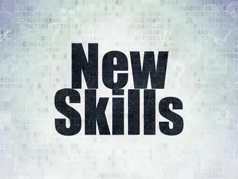 Learning concept: New Skills on Digital Data Paper background 스톡 일러스트