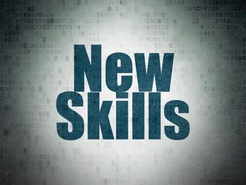 Learning concept: New Skills on Digital Data Paper background Stockillustratie