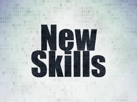 Learning concept: New Skills on Digital Data Paper background Illustrazione stock