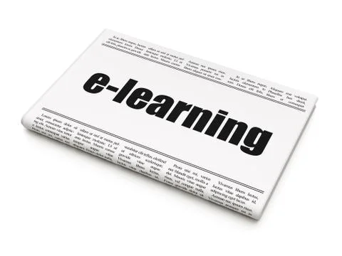 Learning concept: newspaper headline E-learning Illustrazione stock