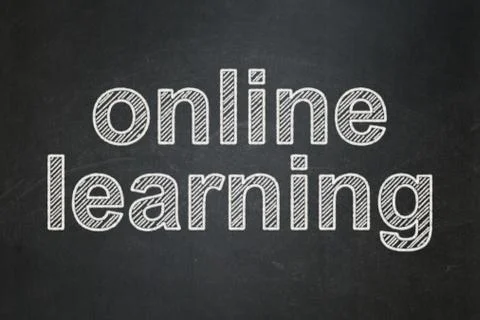 Learning concept: Online Learning on chalkboard background Stock Illustration