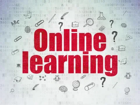 Learning concept: Online Learning on Digital Paper background Stock Illustration