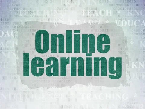 Learning concept: Online Learning on Digital Data Paper background Illustrazione stock