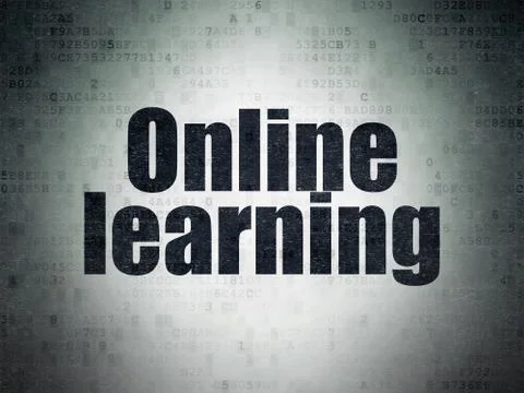 Learning concept: Online Learning on Digital Data Paper background Stock Illustration