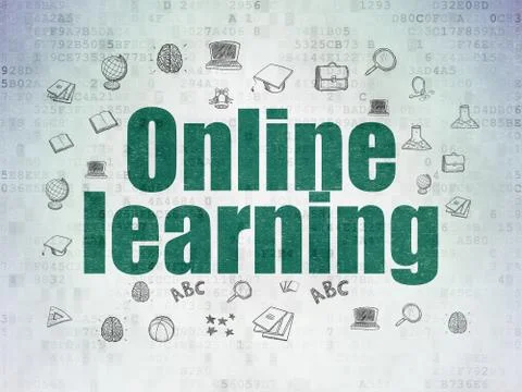 Learning concept: Online Learning on Digital Data Paper background 스톡 일러스트