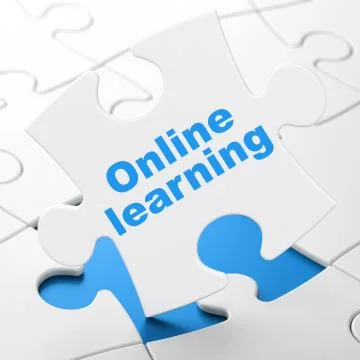 Learning concept: Online Learning on puzzle background Stockillustratie