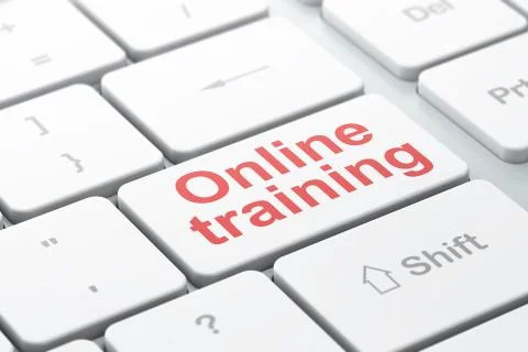 Learning concept: Online Training on computer keyboard background Illustrazione stock