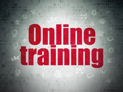 Learning concept: Online Training on Digital Paper background Stock Illustration