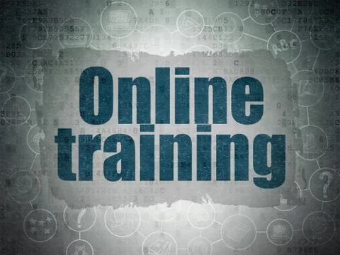 Learning concept: Online Training on Digital Data Paper background Illustrazione stock