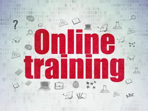 Learning concept: Online Training on Digital Data Paper background Illustrazione stock