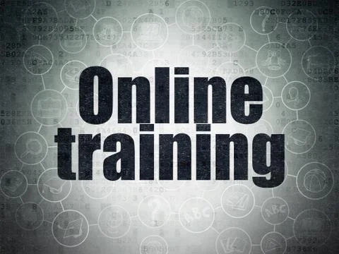 Learning concept: Online Training on Digital Data Paper background Stock Illustration