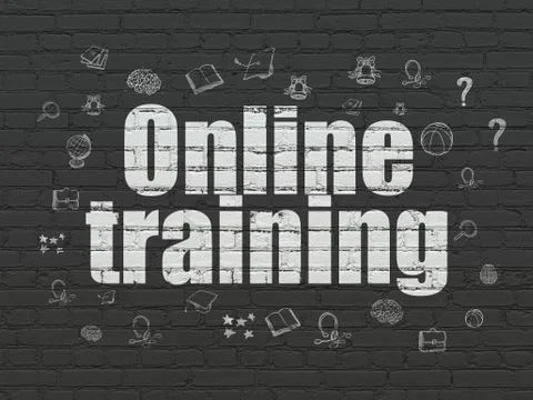 Learning concept: Online Training on wall background Ilustración de archivo