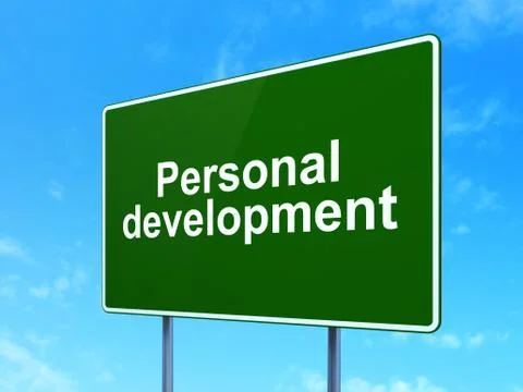 Learning concept: Personal Development on road sign background Stockillustratie