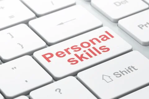 Learning concept: Personal Skills on computer keyboard background Stock Illustration