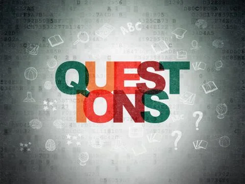 Learning concept: Questions? on Digital Data Paper background 스톡 일러스트