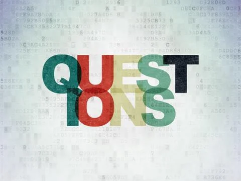 Learning concept: Questions? on Digital Paper background Illustrazione stock