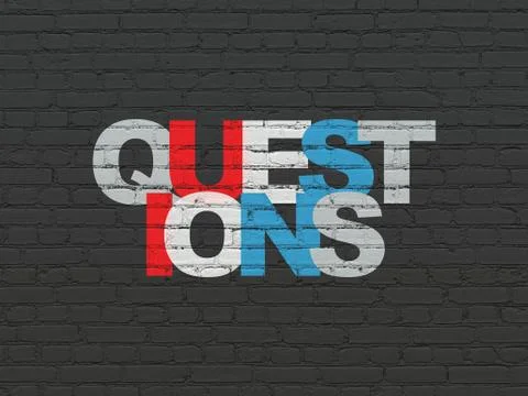 Learning concept: Questions? on wall background Stock Illustration