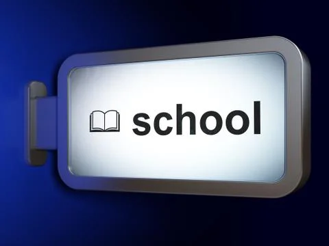 Learning concept: School and Book on billboard background Stock Illustration