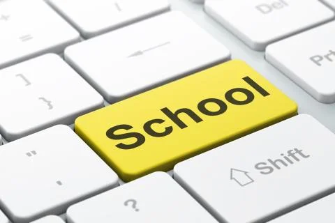 Learning concept: School on computer keyboard background Stock Illustration