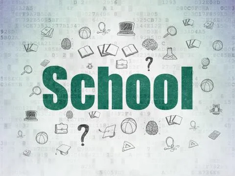 Learning concept: School on Digital Data Paper background 库存插图