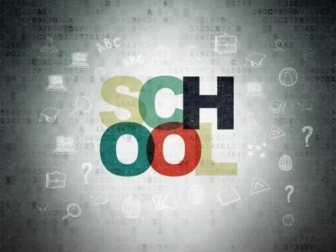 Learning concept: School on Digital Data Paper background Stock Illustration