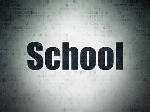 Learning concept: School on Digital Paper background Illustrazione stock