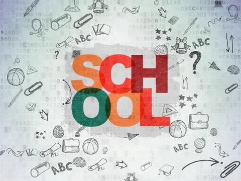 Learning concept: School on Digital Paper background イラスト素材