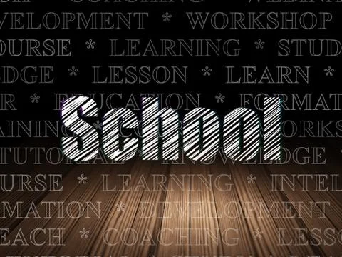 Learning concept: School in grunge dark room Stock Illustration
