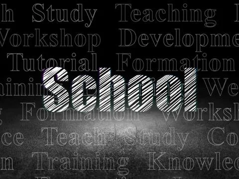 Learning concept: School in grunge dark room Stock Illustration