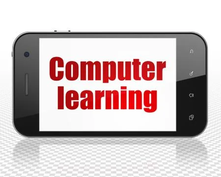 Learning concept: Smartphone with Computer Learning on display 스톡 일러스트