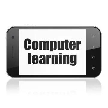 Learning concept: Smartphone with Computer Learning on display 스톡 일러스트