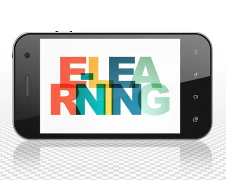 Learning concept: Smartphone with E-learning on  display Illustrazione stock