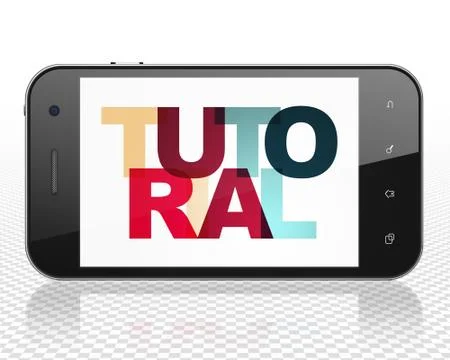Learning concept: Smartphone with Tutorial on  displa Stock Illustration