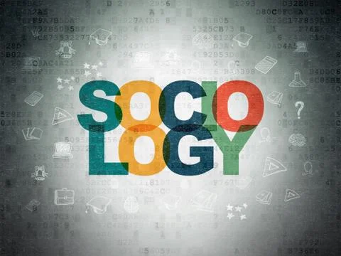 Learning concept: Sociology on Digital Data Paper background Illustrazione stock