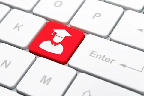 Learning concept: Student on computer keyboard background Stock Illustration