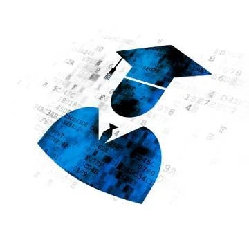 Learning concept: Student on Digital background イラスト素材