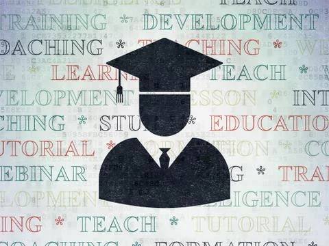 Learning concept: Student on Digital Data Paper background Illustrazione stock