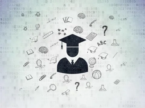 Learning concept: Student on Digital Paper background Illustrazione stock