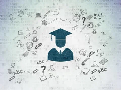Learning concept: Student on Digital Paper background Stock Illustration