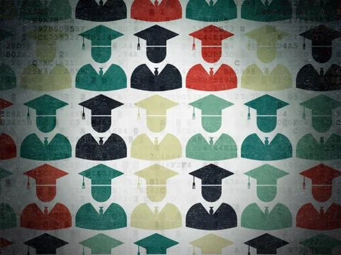 Learning concept: Student icons on Digital Paper background Illustrazione stock