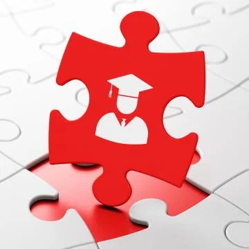 Learning concept: Student on puzzle background Illustrazione stock