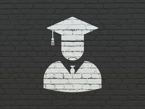 Learning concept: Student on wall background Stock Illustration