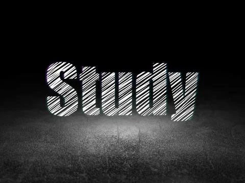 Learning concept: Study in grunge dark room Illustrazione stock