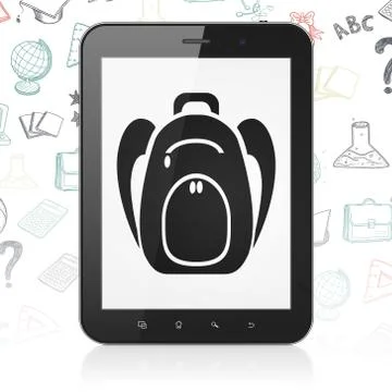 Learning concept: Tablet Computer with Backpack on display Stock Illustration