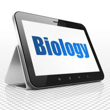 Learning concept: Tablet Computer with Biology on display Illustrazione stock