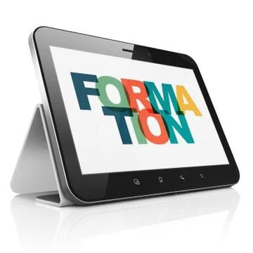 Learning concept: Tablet Computer with Formation on  display Stock Illustration