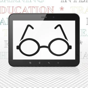 Learning concept: Tablet Computer with Glasses on display Stock Illustration