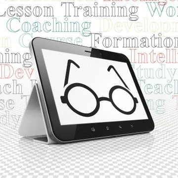 Learning concept: Tablet Computer with Glasses on display Stock Illustration