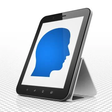Learning concept: Tablet Computer with Head on display 스톡 일러스트