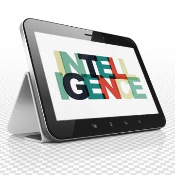 Learning concept: Tablet Computer with Intelligence on  display Stock Illustration